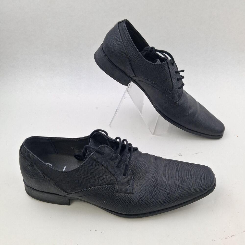 Calvin Klein Benton Shoes Mens Size 9.5 Black Derby Lace Up Dress Square Toe